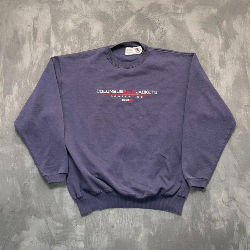 Vintage Columbus blue jackets sweatshirt mens Large purple 1990s NHL CCM